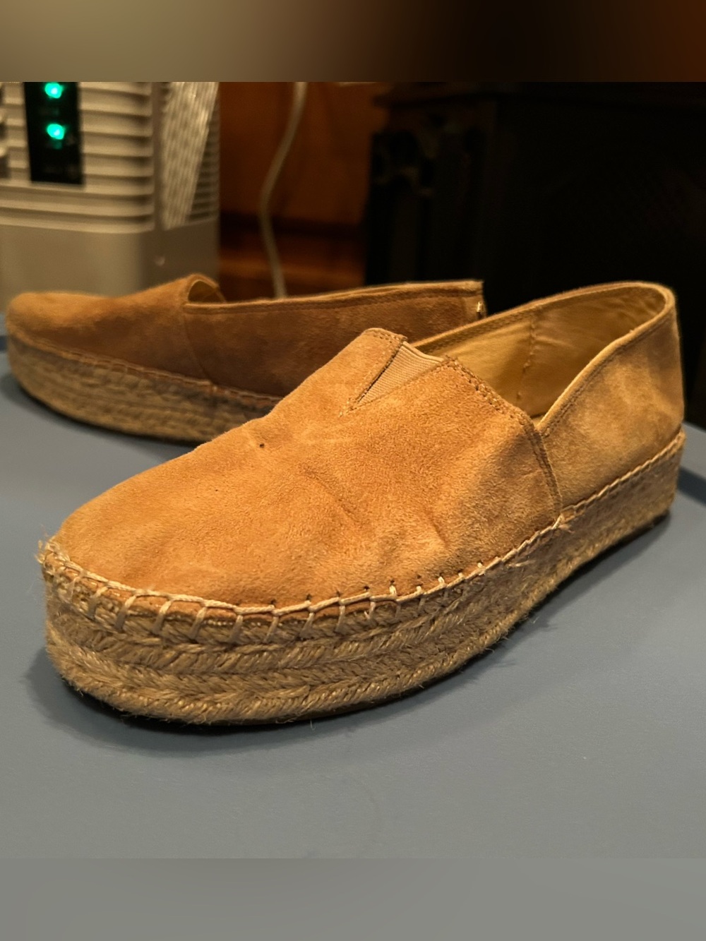 Sam Edelman Women's Tan Suede Espadrille Platform Slip-Ons